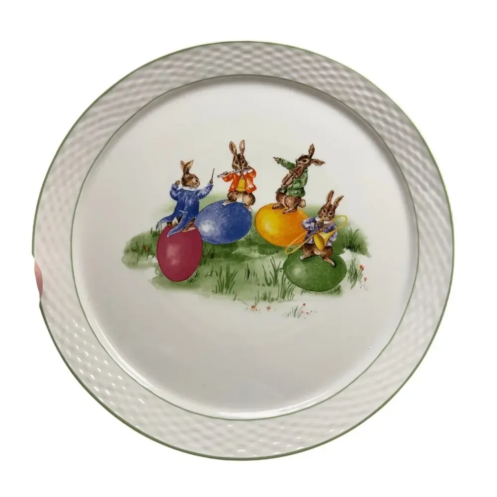 2009 Bunny Band Round Serving Platter William Sonoma Easter